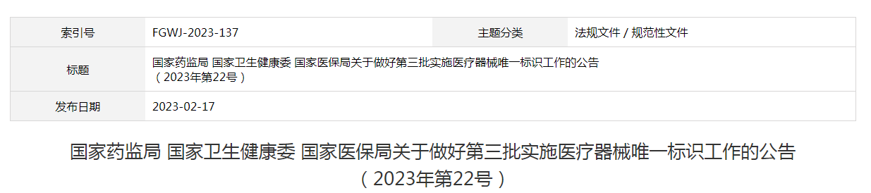 二类医疗器械唯一标识实施品种出台，共计103种！(图1)